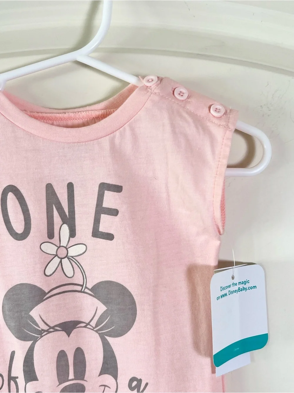 Disney Baby Minnie Mouse One Piece Romper Pink Gray NWT 3-6 Months
